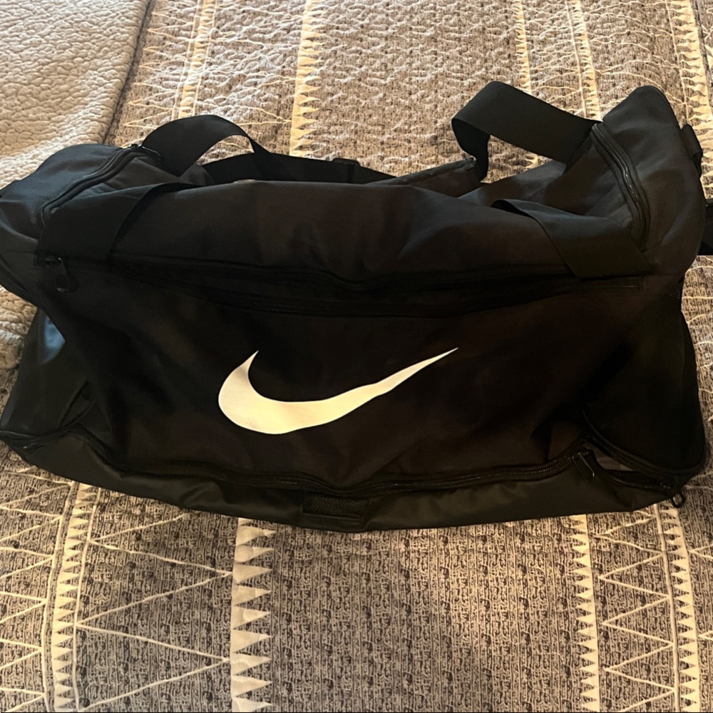 Nike Classic Black Duffel Bag with White Logo